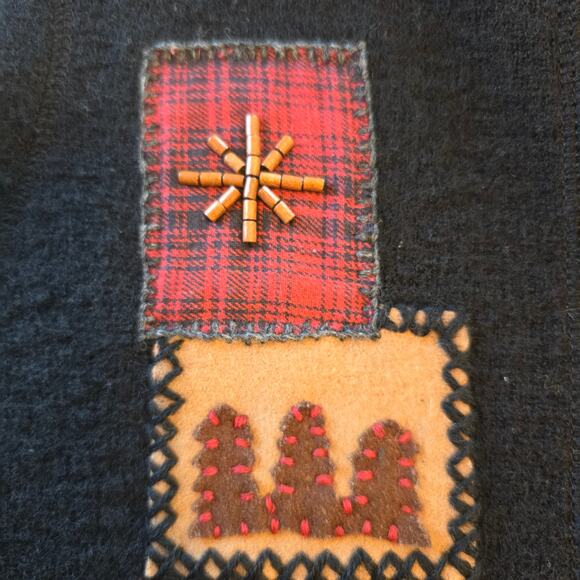 Vintage Woolrich Vest Women's M Black Boiled Wool Applique Moose Cabin Rustic - Picture 10 of 11